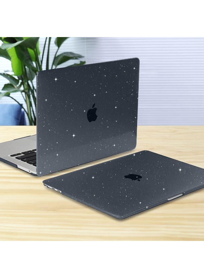 Sparkly Glitter Plastic Hard Shell Case Compatible with MacBook Air 15 inch 2026--2023 Release M5 A3448/M4 A3241/M3 A3114/M2 A2941,Black - Image 1